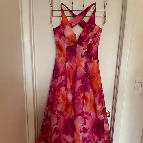 Floral Dress Gown Pink Cross back printed - Picture 1 of 5